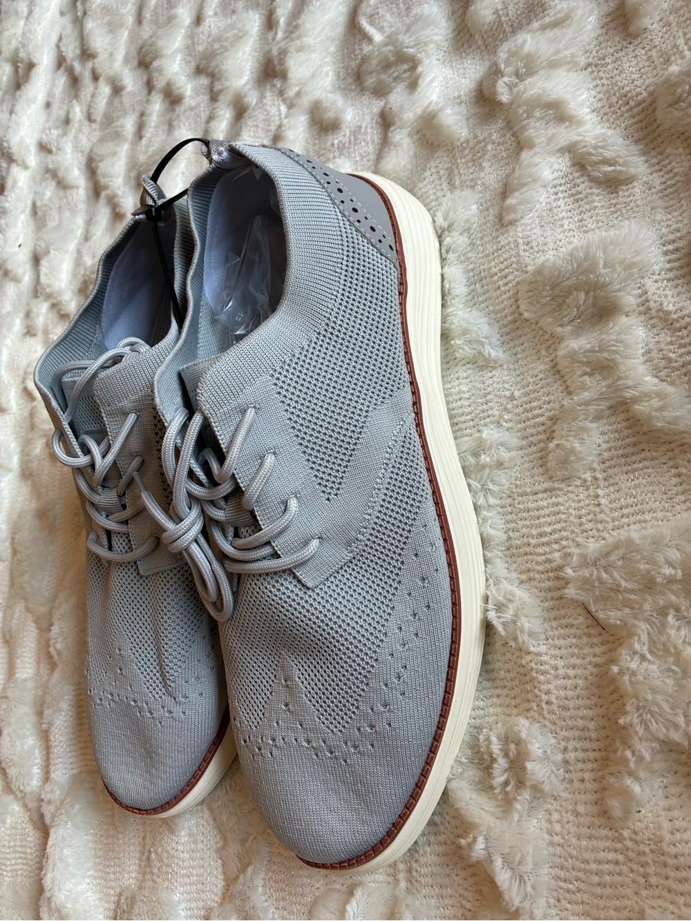 Men's Gray Knit Lace-Up Casual Oxfords 45